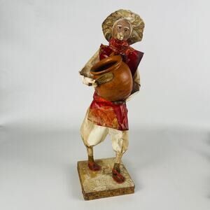 Vintage Mexican Folk Art Paper Mache Figurine 12”